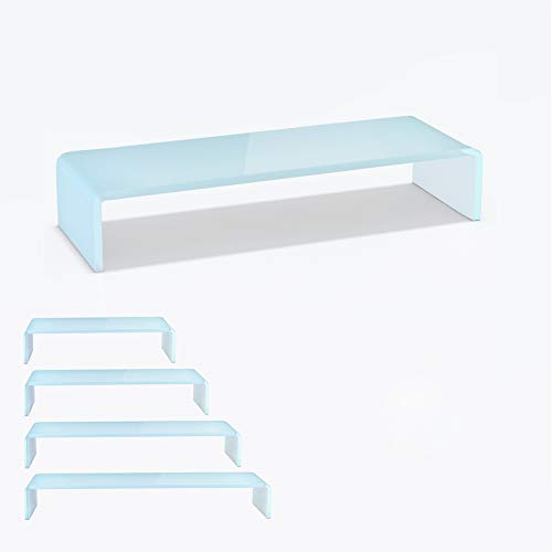 bijon TV Aufsatz Glas Bildschirm-Erhöhung | PC Monitor-Erhöhung, Schreibtisch-Aufsatz für Laptop Erhöhung, Monitor-Erhöhung | (B/T/H) 550x250x110mm - weiß