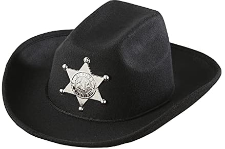 W WIDMANN MILANO Party Fashion - Cappello da cowboy per bambini, con stella da sceriffo, marrone, in feltro, Wild West, cappello, accessorio, carnevale