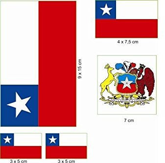 U24 Aufkleberbogen Chile Aufkleber Set Flagge Fahne