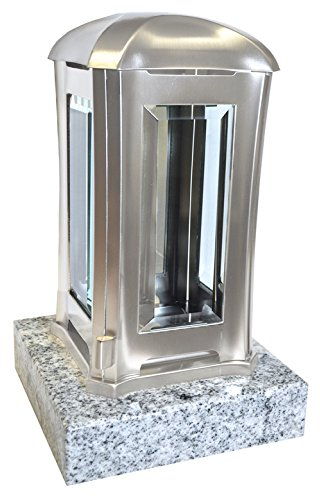 EMSL06 Grablaterne aus Edelstahl auf Granitsockel Viscont White – Modern, Wetterfest & Sofort Aufstellbereit | Kein Werkzeug nötig!
