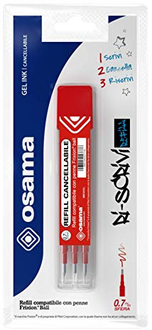 OSAMA - Radierbarer Kugelschreiber für Kugelschreiber, 3-Teiliges 0.7 mm, Gelstift-Mine Gelstifte Kompatibel mit Frixion Stift, Minen für Bürobedarf, Schule und Briefpapier, Rot