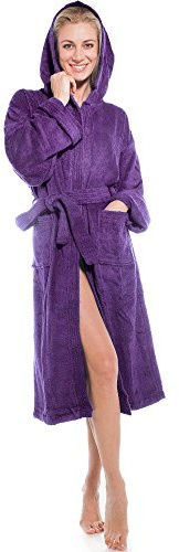 aqua-textil XS-XXXL Bademantel Kapuze Uni lang aufgesetzte Taschen Damen Herren Unisex warm Frottee Baumwolle OEKO-TEX Föhr