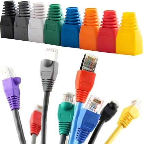 MINGZE RJ45 CAT5 CAT5E CAT6 Ethernet Network Cable Strain Relief Boots Cable Connector Plug Cover - 100 Pieces Mixed Color