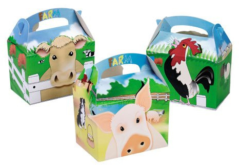 MustBeBonkers 250 x Kids Meal Party Boxes Cardboard Lunch Food Takeaway Box - Choose your Theme (Farm)