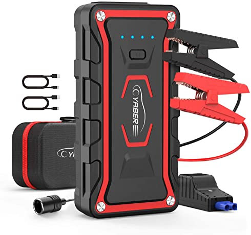YABER Car Jump Starter, 20,000 mAh 1,600 A Car Battery Jump Starter (for All Petrol Vehicles or 7.0 L Diesel), IP68 Waterproof, Fast Charging