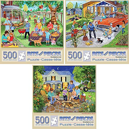 Bits and Pieces – Value Set of Three Large 500 Piece Jigsaw Puzzles for Adults – Jigsaw Puzzles Designed by Artist Sandy Rusinko, Completed Puzzle Size: 18 x 24
