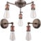3 Bulb Hanging Ceiling Pendant & 2X Single Wall Light Pack | Industrial Tarnished Aged Copper Metal Set | Matching Indoor Lamp Fittings | Modern Lounge Bedroom Lighting Pack | LED & Dimmable kit
