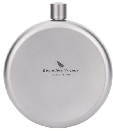 Boundless Voyage Pure Titanium Flasque ultralégère Portable Rond Bouteille de Vin avec Entonnoir Whisky Alcool Accessoires de Vaisselle 200 ML