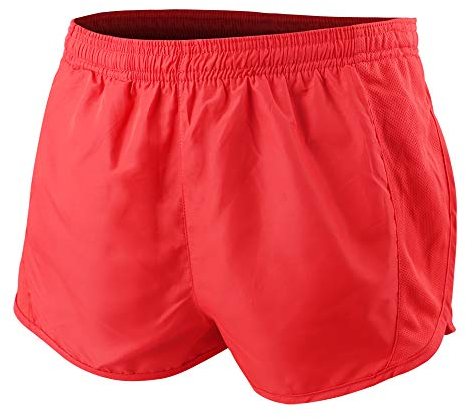 Hommes des Sports Running Élite Divisé Fonctionnement Short avec Côté Engrener Panneau Rapide Sec Shorts,XL,Rouge