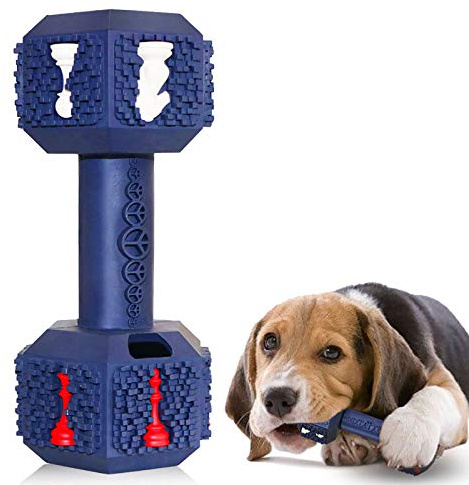 M.C.works Hunde-Kauspielzeug für aggressive Kauer, unzerstörbares Hundespielzeug, ungiftig, robust, Naturkautschuk, Hantel-Spielzeug für mittelgroße und große Hunde.