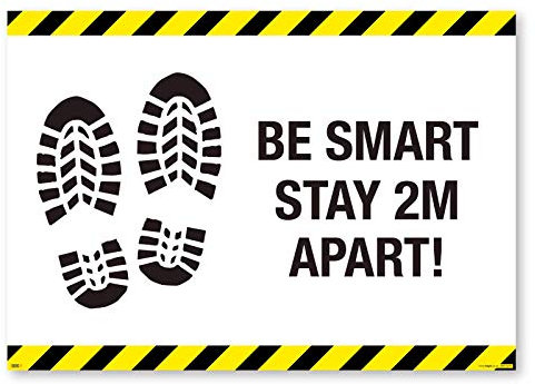 3 Signs Be smart affiche, sécurité obligatoire contre les virus, magasins, bureaux, directives scolaires Pack of 4: A2 - 594mm x 420mm blanc