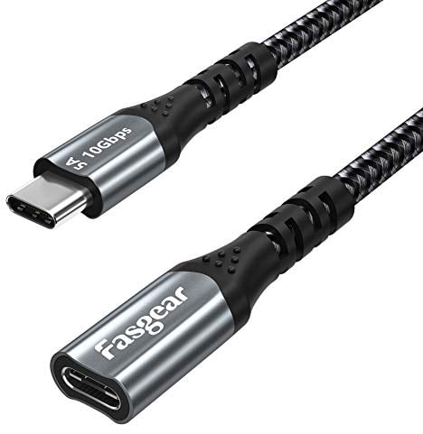Fasgear USB C Extension Cable 10Gbps USB 3.1 Gen 2 Type C Male to Female Cord Support 4K Video Output Compatible for Thunderbolt 3 port,Mac-Book Pro,Dell XPS,Switch,USB-C Hub,PS VR2(6ft, Black)