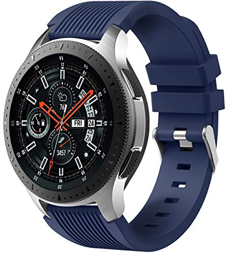 Dirrelo Armband Kompatibel mit Samsung Galaxy Watch 3 45mm/Galaxy Watch 46mm/Huawei GT 2 46mm, 22mm Weiche Silikon Sport Armbänder Ersatz für Samsung Gear S3 Frontier für Herren Damen, Dunkelblau