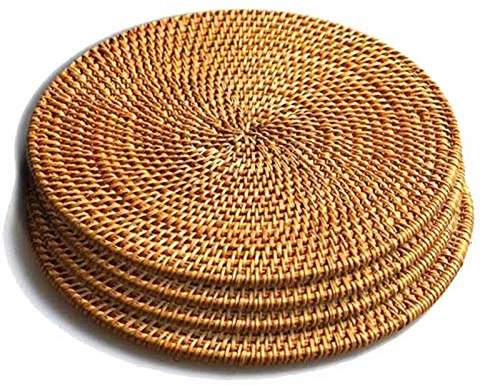 Grevis 4 StüCk Rattan Untersetzer für Hot Dishes Isolierte Hot Pads, Langlebiger Topflappen für Tisch, Hitze BesttNdige Matten für die KüChe