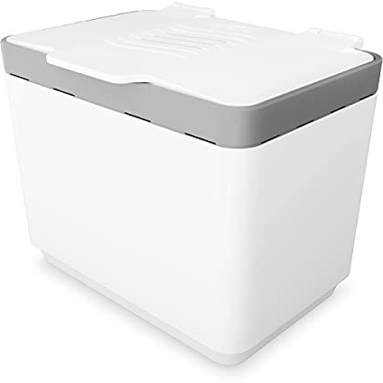 Glad Komposteimer für Küche, 1,5 Liter | Kunststoffbehälter mit herausnehmbarem Innenkorb und Beutelaufbewahrung | inkl. 2 Kohlefilter zur Geruchsbindung | weiß