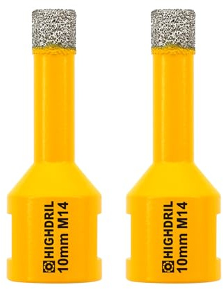 HIGHDRIL Foret Diamanté - 2 pièces 10MM M14 Scie Cloche Diamantée pour Porcelaine Carrelage Céramique Marbre Granit Quartz Pierre Maçonnerie Trépan Diamant Foret