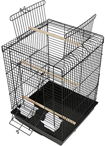 HUOLE Vogelheim für Kanarienvögel und Exoten, Käfig auch geeignet für Brutperiode mit Trennwand, und Zubehör (40 * 40 * 58 cm (schwarz))