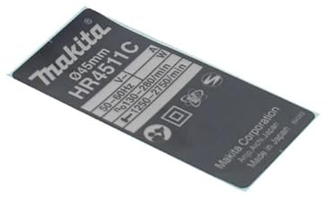 Makita 864096-3 Typenschild für Modell HR4511C Abbruchhämmer