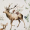 Stoff Baumwolle Meterware weiß Hirsch Rehe Zweig Winterlandschaft Aquarell Weihnachten Dekostoff Vorhangstoff