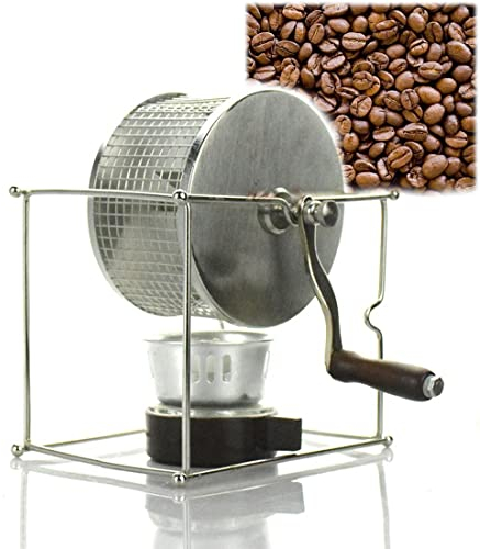 Coffee Roasting Machine Grill Basket with Handle, DIY 360 Degree Stainless Steel Rotisserie Grill Roaster Drum Oven Basket Baking Rotary for Peanut Dried Nut Coffee Beans