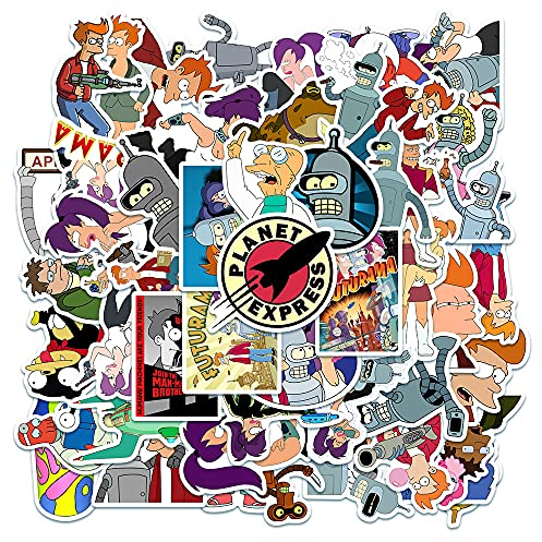 Laptop Futurama Aufkleber Aloa Mars Philip J. Fry für Kinder, Wasserdicht, Skateboard, Snowboard, Auto, Fahrrad, Gepäck, 50 Stück