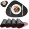 Platzsets Abwaschbar Leder,Tischsets Abwaschbar Rund,Platzdeckchen Abwaschbar Rund,Tischset Lederoptik,Doppelseitigen Platzset und Untersetzer Teller 4er Set Oval(Schwarz&Rot)