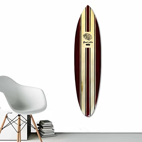 Dekoratives Surfbrett aus Mangoholz, handgefertigt in Bali. Boheme-Wanddeko zum Aufhängen im Schlafzimmer, Wohnzimmer, dekorative Geschenkidee am Meer, Sommer, Hawaii, Vintage (Good Vibes)