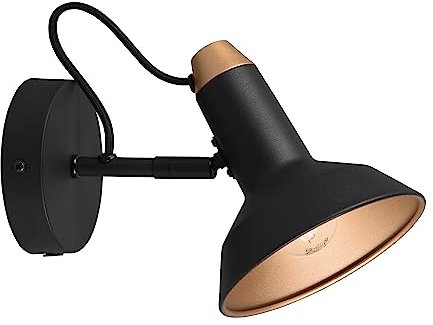 Trio Leuchten Wandspot Roxie 811900132, Metall Schwarz matt/goldfarbig, exkl. 1x E14