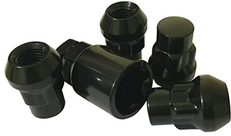 BIMECC M12x1.25 Nissan Locking Wheel Nuts/Bolts with Key - Black - 60 Degree Taper - To fit Nissan | Infiniti | Subaru