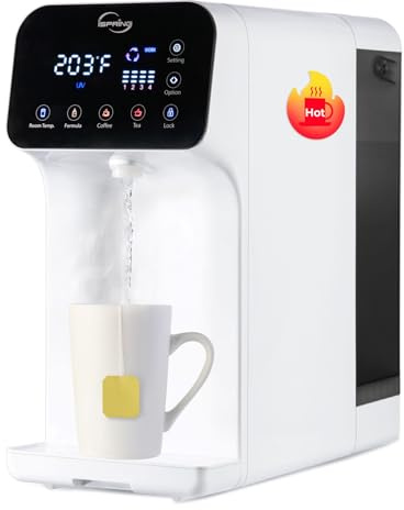 iSpring RCD100 5-Stage Countertop Reverse Osmosis System, Instant Hot RO Water Dispenser with UV, 2.5:1 Pure to Drain, 100 GPD Portable Water Filtration System, 4 Temperature Options, Plug and Play