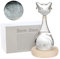 Sturmglas Wetterstation, Wettervorhersage-Flasche in Katzengestalt, Wetter Barometer Glas Tropfen mit Holzsockel, Wetterglas Sturm-Flasche, Originelles Geschenk für Damengeburtstage (Weiße Katze)
