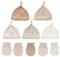 Ecojoy Newborn Baby 5 Mützen und 5 Paar kratzfeste Fäustlinge für Babys Jungen und Mädchen, Alter 0-6 Monate, 100% Baumwolle, Einheitsgröße, Beige