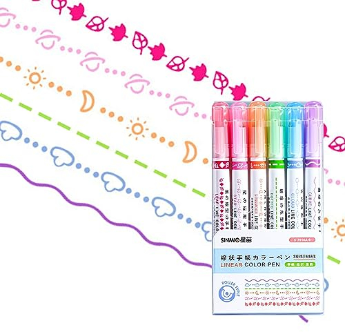 Silent-Qiaoyou Bunte Highlighter Pen, Tip Pens, für Schule Büro Scrapbook, Journaling, Notizen, Planer, Kurven Textmarker Set 8 Stück, Dual Tips Textmarker Set, Curve Highlighters