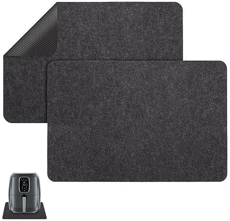Silicone Kitchen Worktop Mat, 2PCS Nonstick Heat Resistant Countertop Mat, Kitchen Appliance Sliders and Non-Slip Mat for Nonskid Placemat, Craft Mat, Table Mat, Coffee Maker (Black)