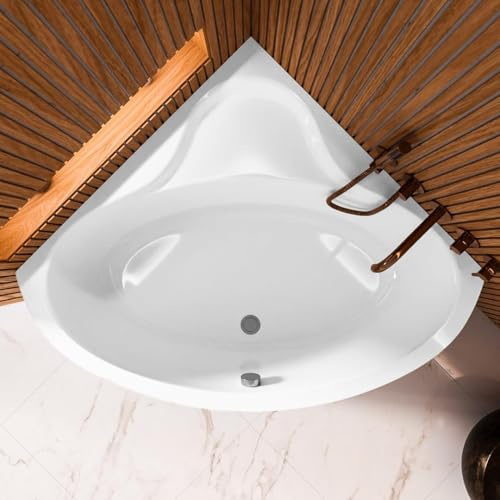 ECOLAM Badewanne BALA 130 x 130 Acrylwanne Eckbadewanne Ablauf Füße Silikon