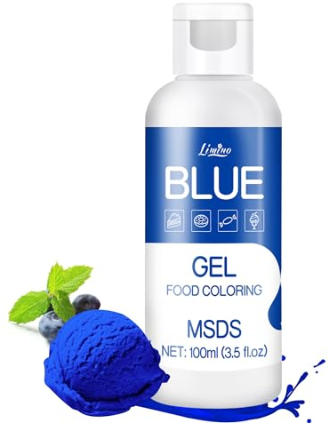 Lebensmittelfarbe Gel - 100ml Gel Lebensmittel Farben für Kuchen, Backen, Kekse, Macaron - Zuckerfrei Konzentrierte Farbe Food Coloring für Tortendeko, Getränken, Osterei, DIY Slime (Blau)