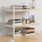 Milky Way Desktop Bookcase, Desktop Bookshelf Small Wood Bookshelf Desktop Organizer Office Kitchen Spice Rack Desk Storage Display Shelf for Home Office Kids Dorm (2 Tier-Wood,White Frame)