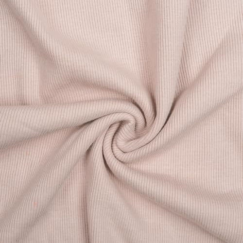 PINSOLA Bündchenstoff | gerippt | Schlauchware | Uni Stoff | 1 Stück= 10 cm x 120 cm | Beige