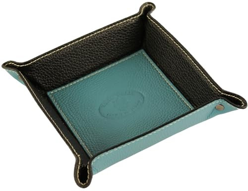 modamoda de - K01 - Dekoschale Taschenleerer Ablage aus Echtleder 16x16x4 cm, Farbe:Babyblau