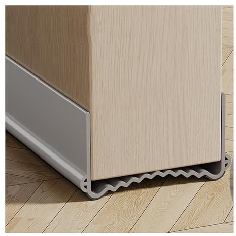 Veki 100cm Zuschneidbare Türdichtung Zugluftstopper für Türen, Schalldichter Türschutz für Türen mit Doppeldichtung, Türdichtung Unten für Gegen Zugluft Lärm Kälte und Insekt (Grau, Breite 5,5-8cm)