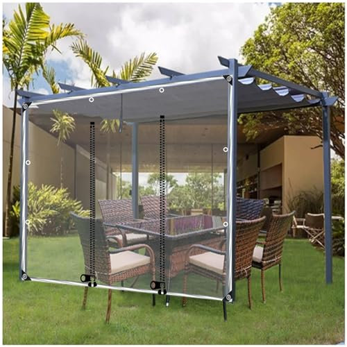 wasserdichte Durchsichtige Planenvorhänge, Transparente Pavillon Seitenwände Mit PVC-Plane Und Reißverschluss, Außen Pergola Planen-seitenwände, 0,5mm Trennwand-regenvorhänge,WxH-2x2.2m/6.6 * 7.2ft