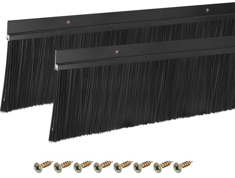 sourcing map 2 Stück Türbürste Bodendichtung H-Form Aluminiumlegierungsbasis mit 90mm Nylonbürste für Zuhause, Industrie (1000mm L x 115mm B, Schwarz)