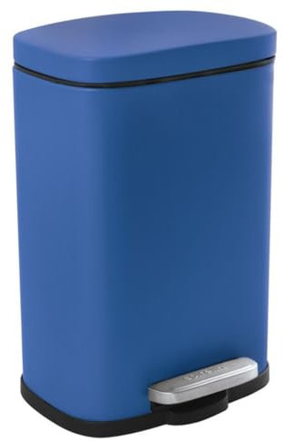 Spirella - Poubelle de Salle de Bain à Pédale en Inox AKIRA - Fermeture Douce, Revêtement Anti Trace de Doigts - 21,4 x 17,6 x 30 cm - 5L - Bleu Roi Mat