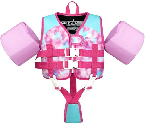 Gogokids Chaleco de natación para niños, brazaletes flotantes estilo chaqueta para niños pequeños, flotación con correas ajustables, chaqueta flotante para niños y niñas (4-6 años/20-30 kg)