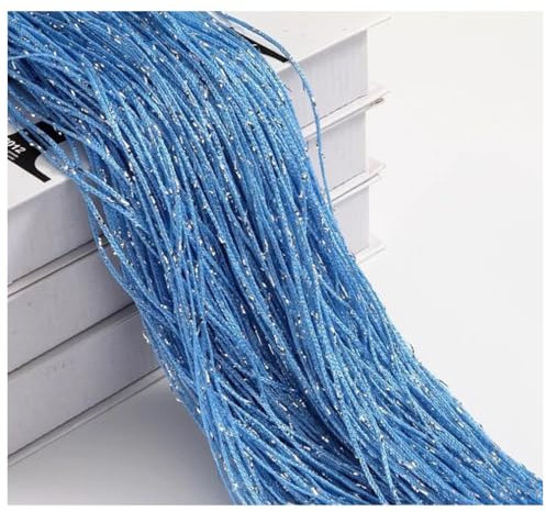 Wisafory Rideau à fils scintillants - Rideau anti-mouches - Rideau à franges - Décoration pour porte, fenêtre et maison - 100 x 200 cm - Bleu ciel