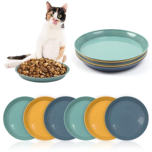 6 Pcs Cat Food Bowl Whisker Anti-Fatigue Cat Bowl Cat Wet Food Flat Cat Bowl Cat Food and Water Bowl for Short Legged Kittens Cat Tray