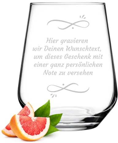 polar-effekt Wasserglas 425 ml mit Gravur - spülmaschinenfestes Trinkglas - Glas für Saft, Wasser, Drinks und Cocktails - perfekt für zu Hause und Partys