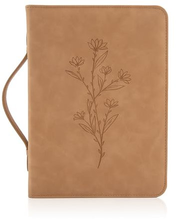 PU-Leder Bibelabdeckung für Frauen, minimalistisches Design, wasserfeste Floral Bibelabdeckung Fall mit abnehmbarem Handgelenkriemen und debossed Bibelabdeckung