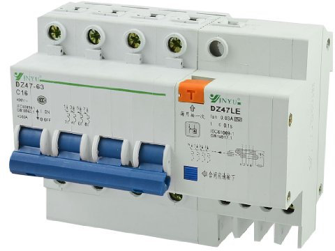 CAAUYXZW Mini AC 400V 16A 4 Poli + Interruttore differenziale DZ47LE