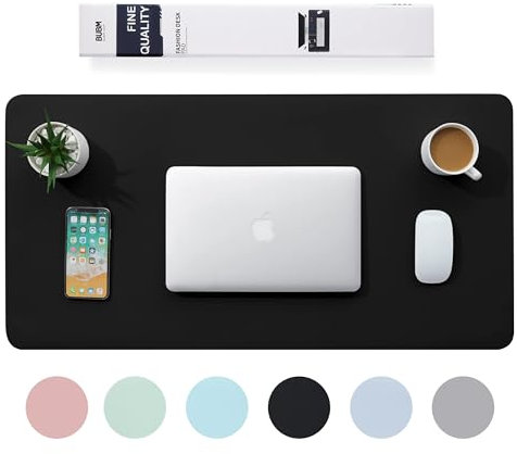BUBM Multifunktionales Office Mauspad, 90 x 43 cm wasserdichte Schreibtischunterlage aus PU-Leder,Ultradünnes Mousepad,rutschfeste Schreibtischmatte, für Büro und Zuhause-Schwarz